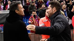 Luis Enrique et Diego Simeone lors d'un match de Coupe du Roi entre le FC Barcelone et l'Atlético de Madrid - le 01/02/2017