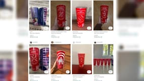Des eco-cups distribuées lors des Jeux olympiques de Paris 2024 en vente sur Vinted à la fin de la compétition, en août 2024.