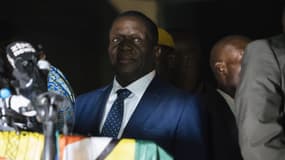 Emmerson Mnangagwa, le 22 novembre 2017 à Harare au quartier général de la Zanu-PF, au Zimbabwe. 