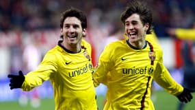 Lionel Messi avec Bojan en janvier 2009