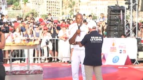 Le chaudron olympique, allumé par Stéphane Diagana lors du relais à Nice, le 18 juin 2024.