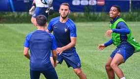Amine Gouiri et les Bleuets pendant un entraînement lors de l'Euro Espoirs, le 27 juin 2023
