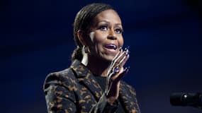 Michelle Obama, ici photographiée à un meeting de soutien à Kamala Harris à Kalamazoo (Michigan) en octobre 2024.