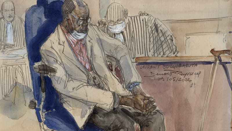 Représentation de l'ancien préfet rwandais, Laurent Bucyibaruta, le 9 mai à Paris