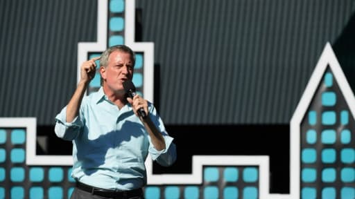 Le maire de New York Bill de Blasio lors d'un discours à Central Park le 23 septembre 2017 Le maire de New York Bill de Blasio lors d'un discours à Central Park le 23 septembre 2017