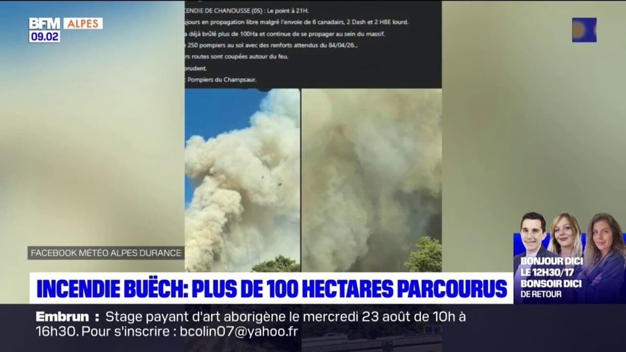 Incendie à Chanousse plus de cent hectares parcourus, 200 pompiers