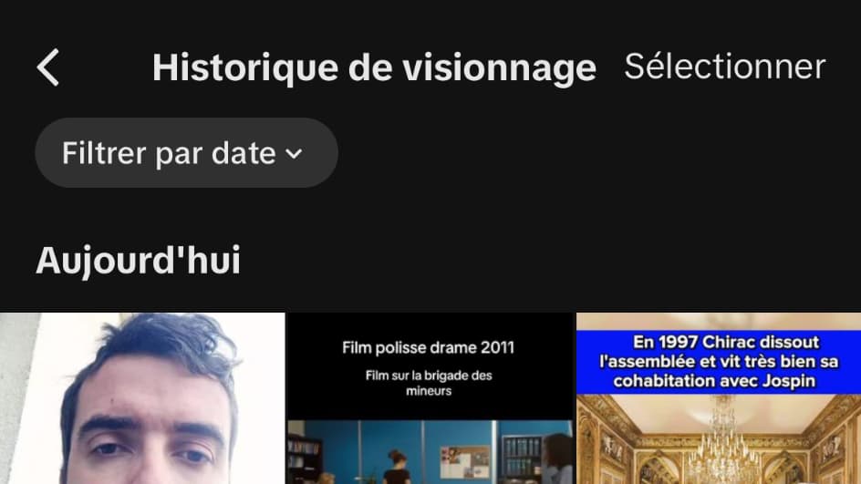 L'historique de visionnage de Tiktok