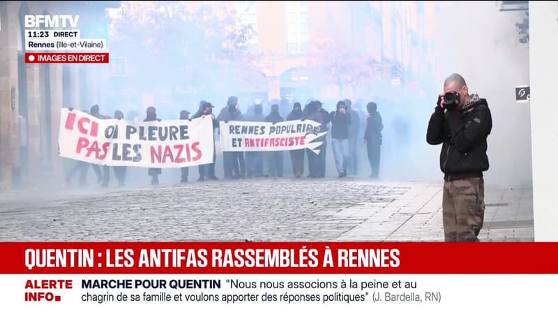 Mort de Quentin Deranque à Lyon: la tension monte dans la manifestation antifasciste à Rennes