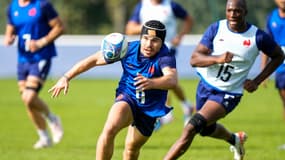 Antoine Dupont à l'entraînement des Bleus, le 11 octobre 2023