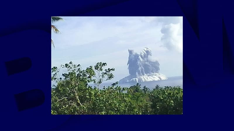 L'éruption du volcan sous-marin East Epi au Vanuatu dans le Pacifique le 1er février 2023.