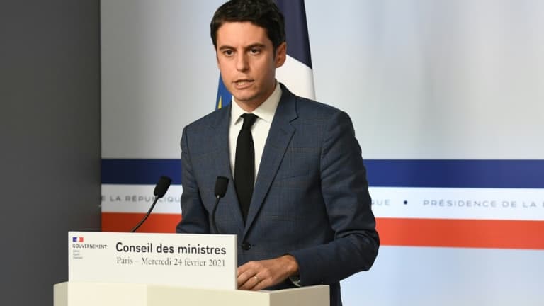 Le porte-parole du gouvernement Gariel Attal, le 24 février 2021 à Paris