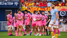 Les joueurs du Stade Français face à l'USAP, le 10 mai 2025.