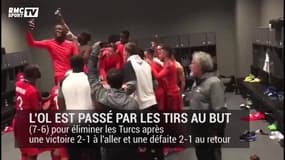 La joie des joueurs de l'OL dans le vestiaire