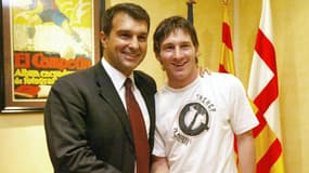 Joan Laporta et Lionel Messi en septembre 2005