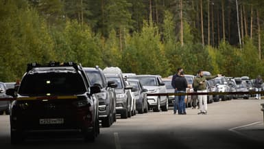 Bouchons à la frontière entre la Russie et la Finlande, côté Russie, le 22 septembre 2022