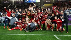 La joie de Brest après la 3e place décrochée à Toulouse (0-3), le 19 mai 2024