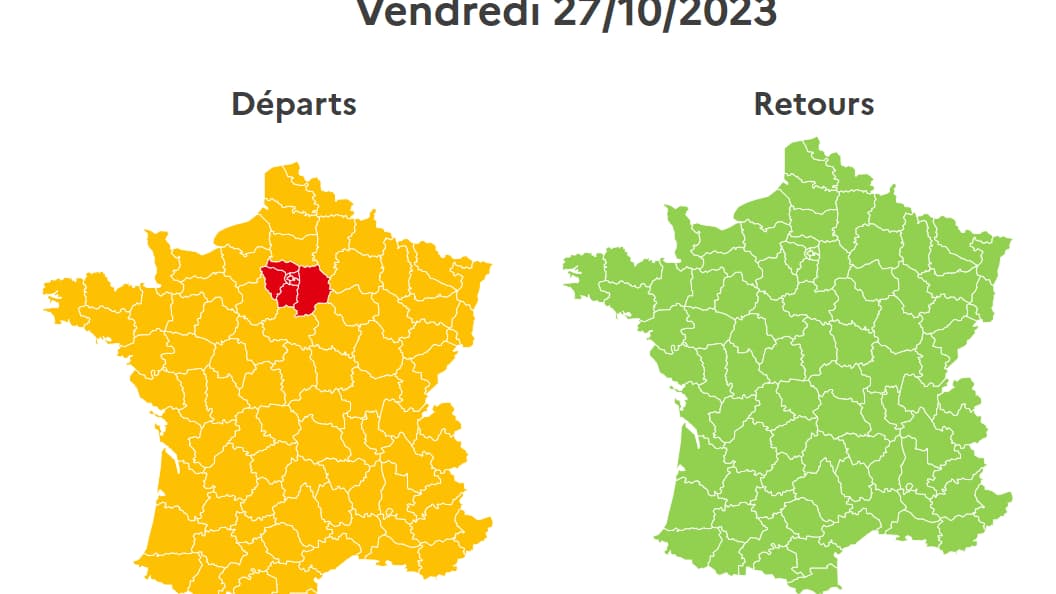Les prévisions de circulation du vendredi 27 octobre 2023 par Bison Futé.