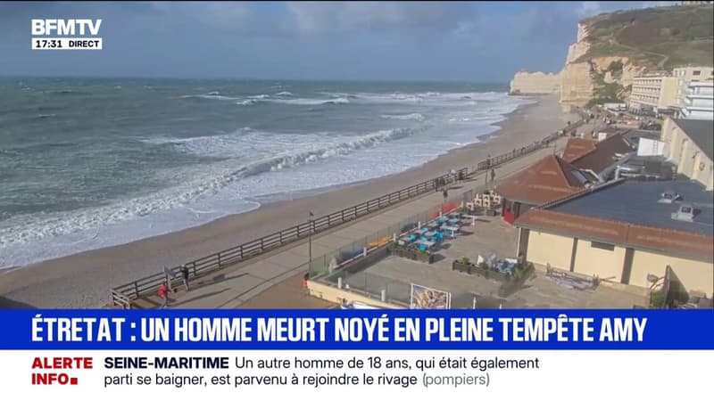 Seine-Maritime: un homme de 48 ans est mort noyé après s'être baigné au large d'Étretat, en pleine tempête Amy