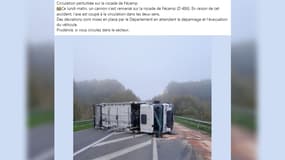 Un camion s'est renversé sur l'avenue Nelson-Mandela à Fécamp (Seine-Maritime), dans la matinée de ce lundi 4 novembre 2024