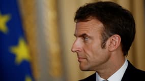 Le président de la République Emmanuel Macron, le 24 mars 2023, à l'Elysée, à Paris