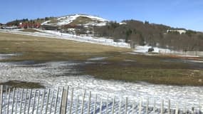La station de ski du Markstein, dans le Haut-Rhin, manque de neige en février 2023.