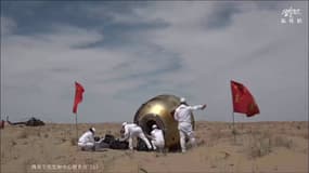 Trois astronautes chinois sont revenus sur Terre, en Mongolie intérieure au Nord de la Chine, le 30 avril 2025