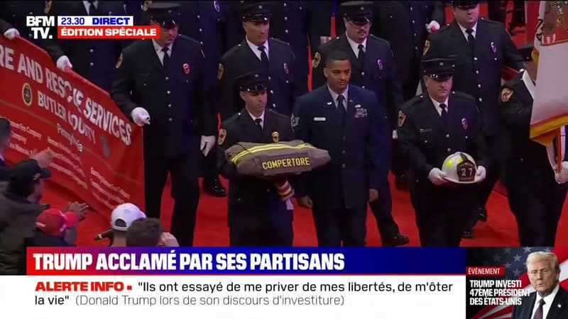 Investiture de Trump: les pompiers du comté de Butler ouvrent la parade où 7.000 personnes vont défiler devant le 47e président à la Capital One Arena