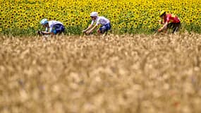 Thomas Gachignard (au centre) lors de la 4e étape du Tour de France, le 8 juillet 2025