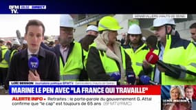 Marine Le Pen en déplacement avec "la France qui travaille" à Gennevilliers dans les Hauts-de-Seine