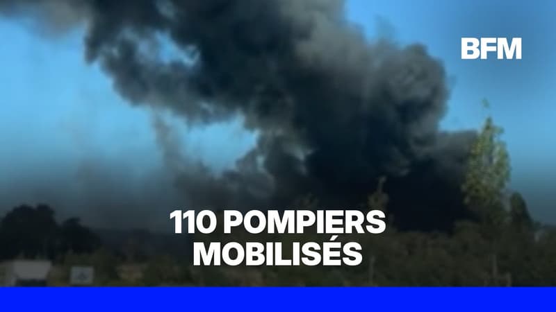 Val-d'Oise: plus d'une centaine de sapeurs-pompiers mobilisés sur un impressionnant incendie dans une entreprise