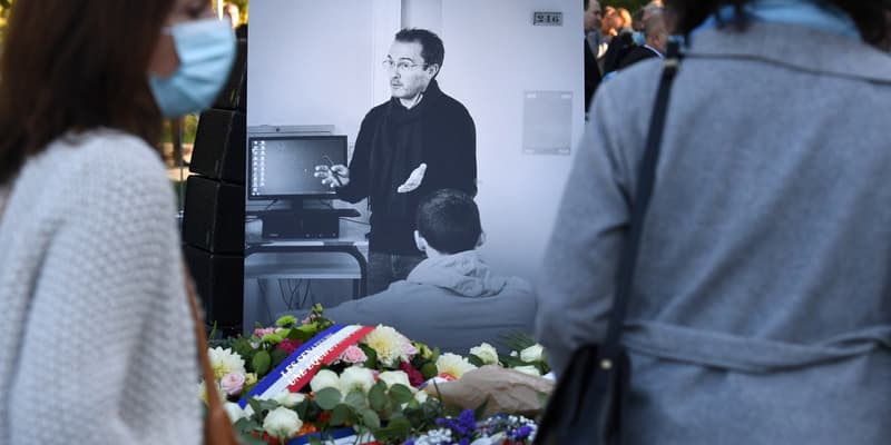 Un hommage à Samuel Paty à Eragny-sur-Oise le 16 octobre 2021