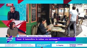Faut-il interdire le tabac en terrasse ? "On n'interdit pas aux clients de fumer, on leur dit juste de ne pas fumer en terrasse car elle est non-fumeur et d'aller à 30 mètres du restaurant" explique Bertrand, restaurateur à Dunkerque.