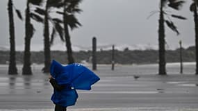 Rafales de vent à Valras Plage, le 9 mars 2025 dans l'Hérault