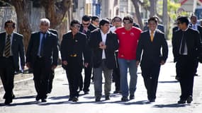 Une partie des 33 mineurs chiliens, le 5 août 2011. 
