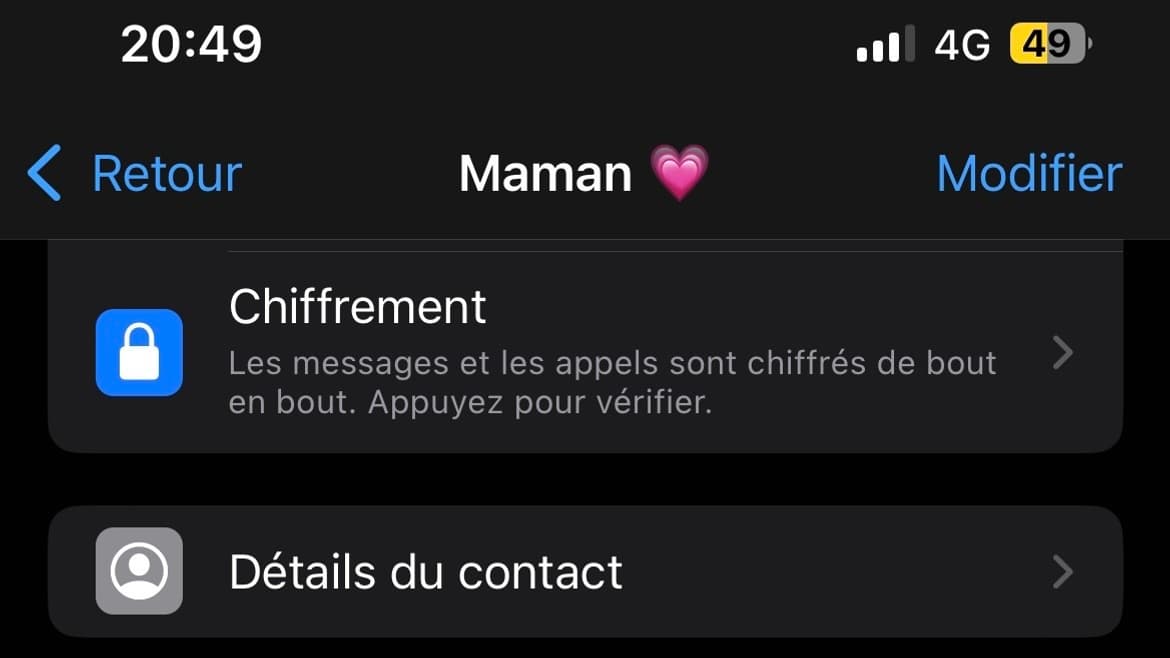 Vous pouvez déjà voir dans les fiches contacts sur WhatsApp si votre conversation est sécurisée.