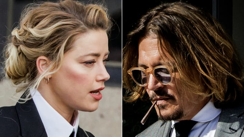 Amber Heard et Johnny Depp  au tribunal de Fairfax en Virginie, le 29 avril 2022.