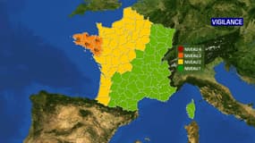 Cinq départements de l'ouest de la France sont placés en vigilance orange, le 1er octobre 2020.