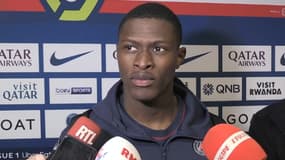 Nuno Mendes en zone mixte après la défaite du PSG, 2 avril 2023
