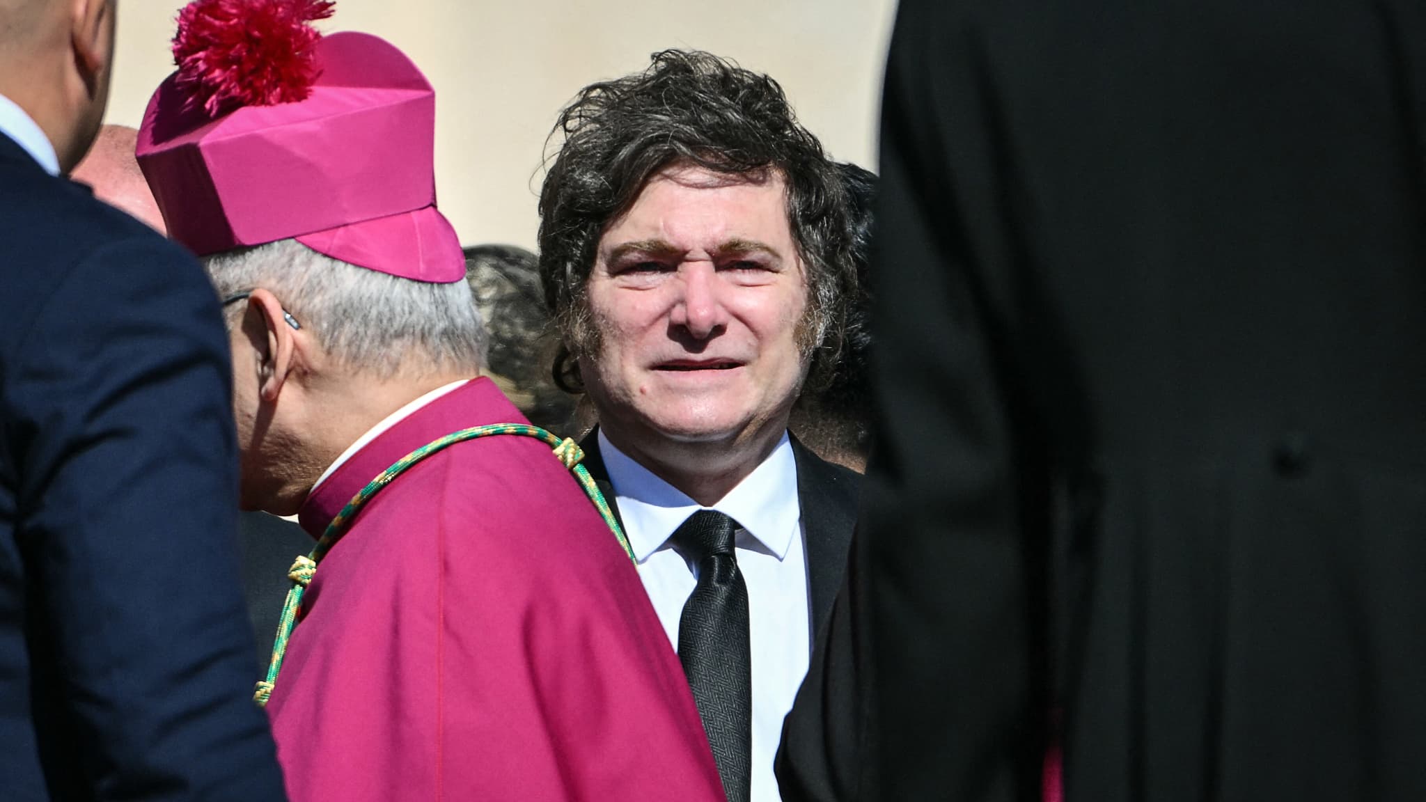Le président argentin Javier Milei aux obsèques du pape François, place Saint-Pierre (Vatican) le samedi 26 avril 2025