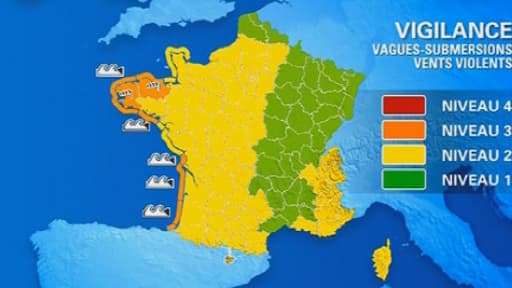 Les départements des Côte-d'Armor, du Finistère, des Landes, de Charente-Maritime, de Gironde et des Pyrénées-Atlantiques sont placés en vigilance orange jusqu'à vendredi 20 heures.