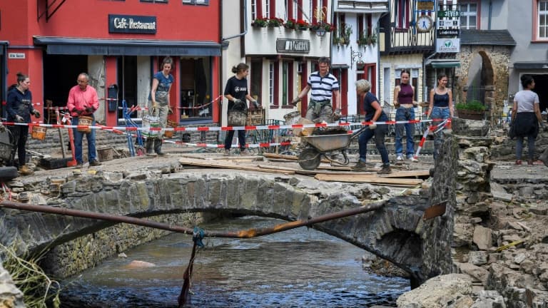 Les dégâts des inondations dans le centre de la ville de Bad Munstereifel, en Allemagne, le 21 juillet 2021 (photo d'illustration)
