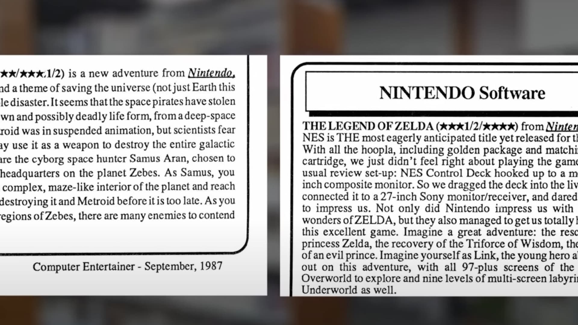La première critique de Zelda, en 1987.