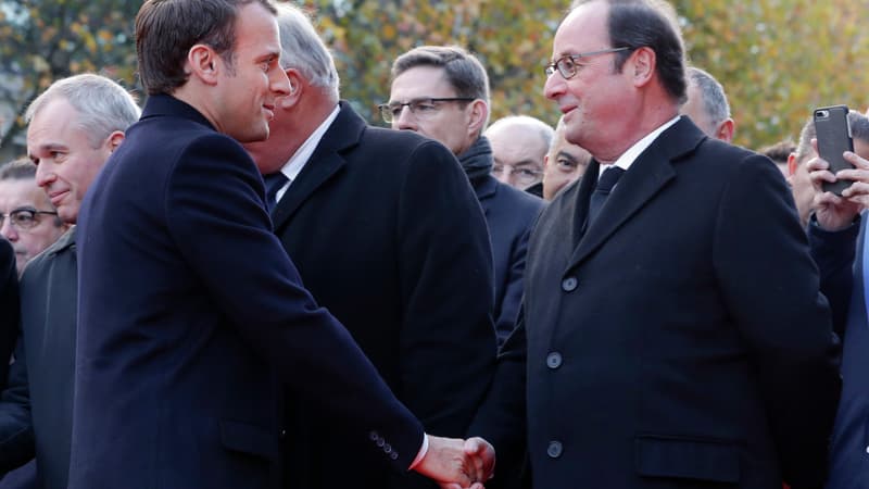 Lors d'une cérémonie officielle le 13 novembre dernier, Emmanul Macron et François Hollande avait échangé une poignée de main.