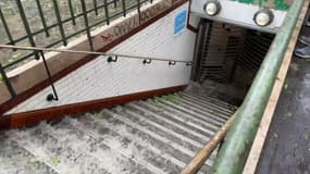 La station Voltaire de la ligne de métro 9 à Paris, inondée le samedi 3 mai 2025.
