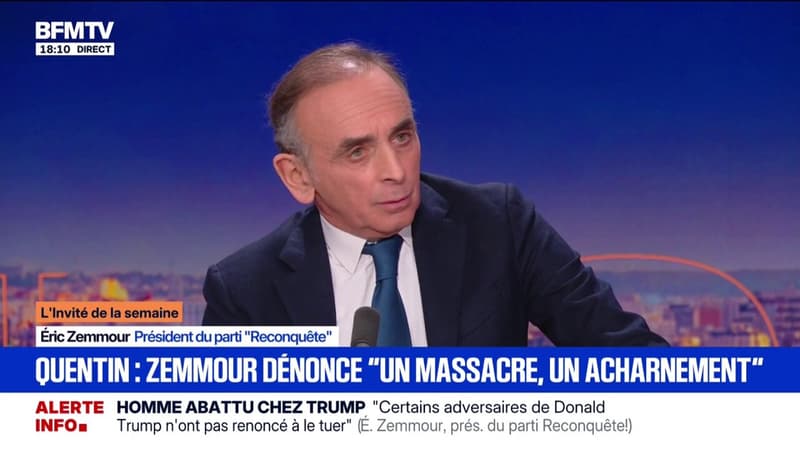Mort de Quentin Deranque: "C'est un meurtre, un massacre", dénonce Éric Zemmour (Reconquête !)