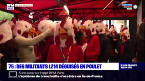 Paris: une centaine de militants L214 déguisés en poulet se mobilisent dans un Burger King