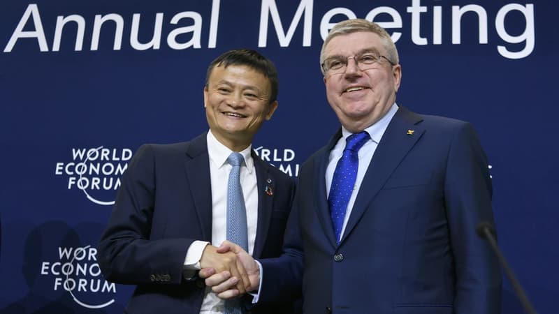 Jack Ma (Alibaba) et Thomas Bach, président du CIO. 