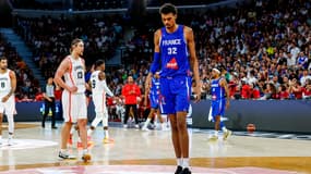 Victor Wembanyama lors de la défaite des Bleus du basket en préparation des JO, 19 juillet 2024