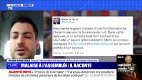 Julien Rancoule, député RN, sur le malaise cardiaque d'une fonctionnaire de l'Assemblée nationale: "À mon arrivée, elle était en arrêt cardiaque, on a commencé une réanimation cardio-pulmonaire"