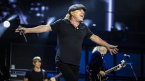 Brian Johnson d'AC/DC sur scène dans le cadre de leur "Power Up Tour" à Amsterdam, le 5 juin 2024.